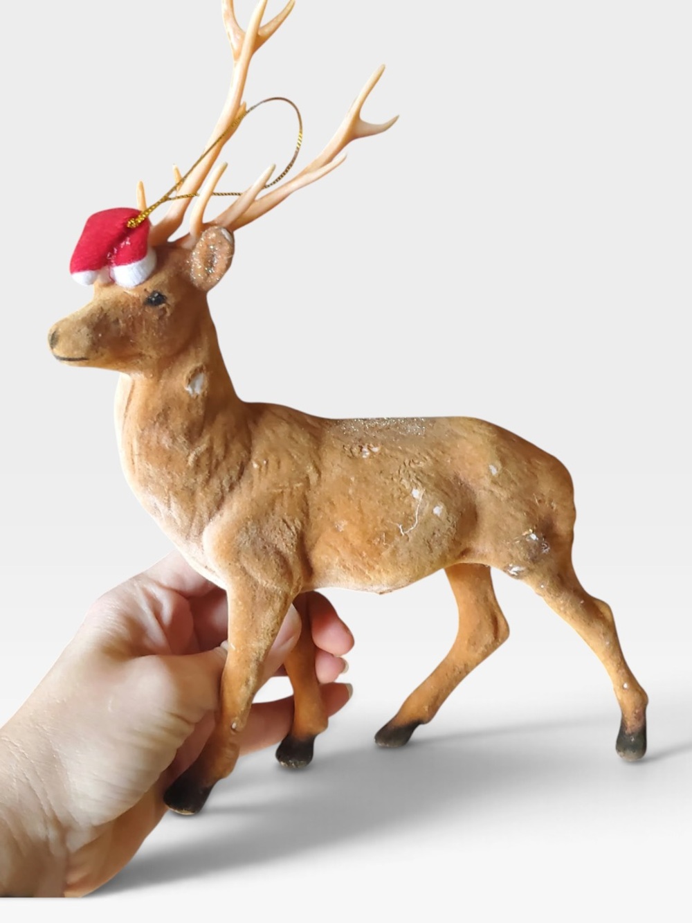 Large vintage flocked Christmas deer